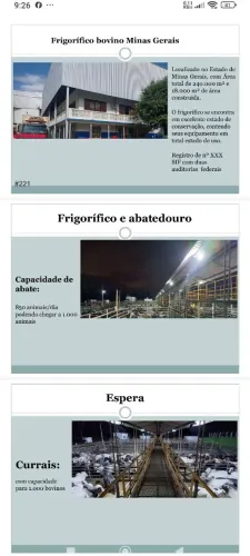 Frigorifico de Bois a venda em MG. Cap de abate 850 Boi por dia. 500 milhões.