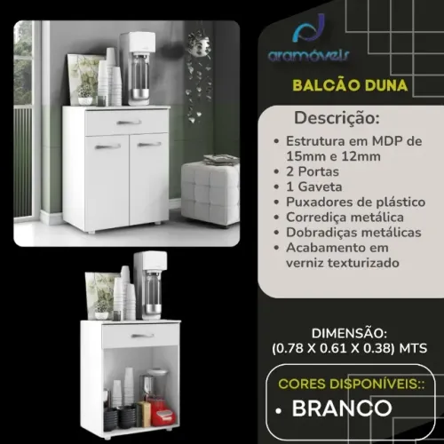 Balcão 2 portas 1 gaveta Duna 