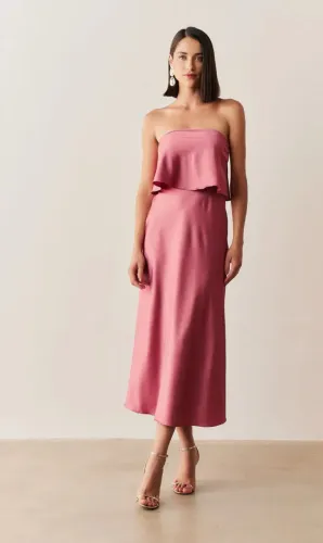 Vestido Long Midi Slip Dress com Alça Removível - Cartagena Canela