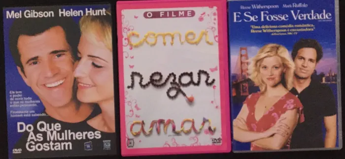3 DVDS DO QUE AS MULHERES GOSTAM,E AW FOSSE VERDADE E COMER REZAR AMAR