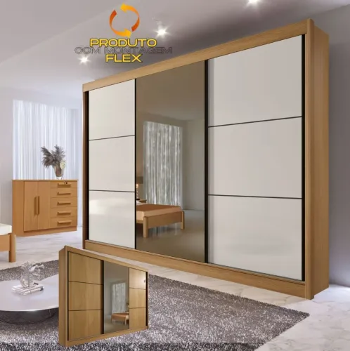 Guarda Roupa 3 portas Los Angeles 100% MDF - Entrega Rápida