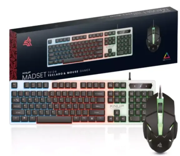 Kit Gamer Teclado e Mouse Rgb Usb Knup KP-TE124