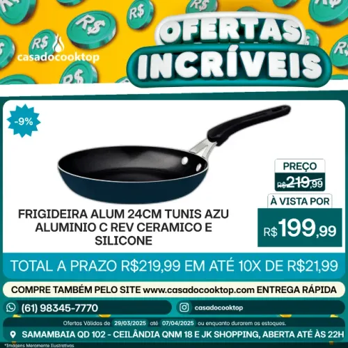 FRIGIDEIRA ALUM 24CM TUNIS AZU - ALUMINIO C/ REV CERAMICO E SILICONE