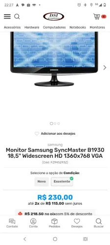 Monitor Samsung 18'5