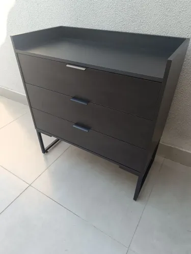 Cômoda Industrial MDF Noca 3 gavetas pés metálicos - Entrego