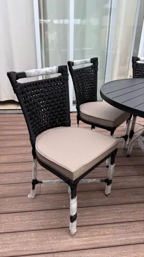 Cadeira jantar aluminio corda nautica aquablock área externa 