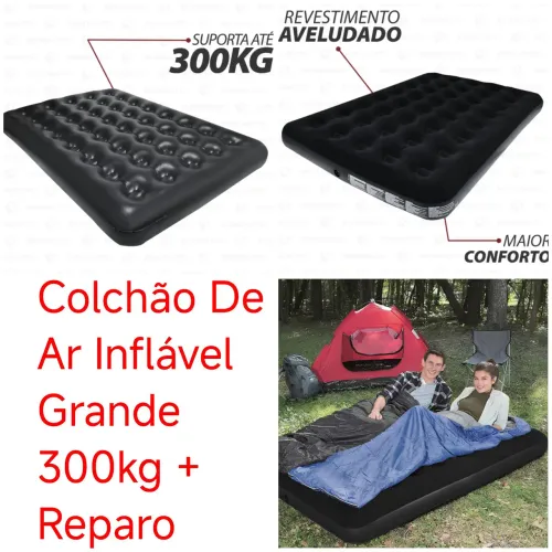 Colchão De Ar Inflável Grande 300kg + Reparo