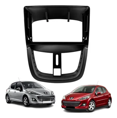 Moldura 9 Polegadas Peugeot 207 2006 À 2012 Preto Fosco