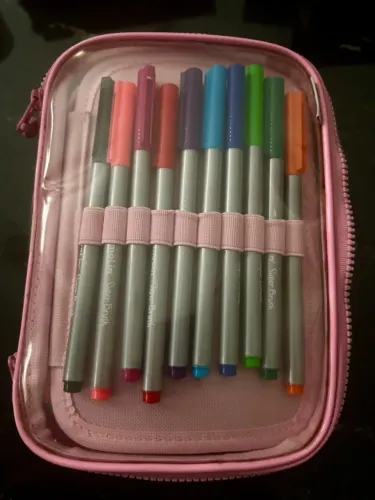 Desapego Criativo - Estojo Sabra + 87 Brush Pens (Tombow, Stabilo, Pentel e mais!)