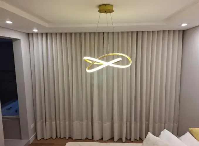 Cortina Alto padrão Linho Gaze Grande 6,5m com Prega Wave Luxo Sofisticação e Leveza para