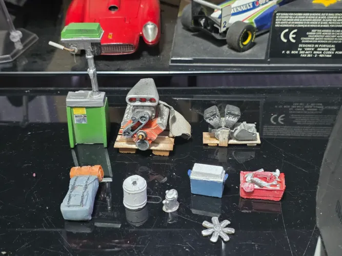 Pecas diorama 1:18 super promoção motor furadeira cx ferramentas motor moto