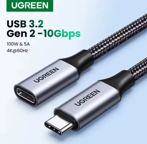 Cabo extensor USB C Ugreen 3.2 Macho para fêmea 1M