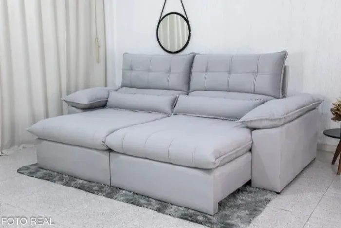 Sofá Retrátil e Reclinável 2,30m Linho Novo Direto da fabrica