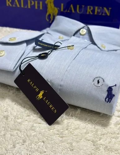 Camisa Manga Longa Oxford Polo Ralph Lauren - Azul Bebê - Tam. XXL (EG)