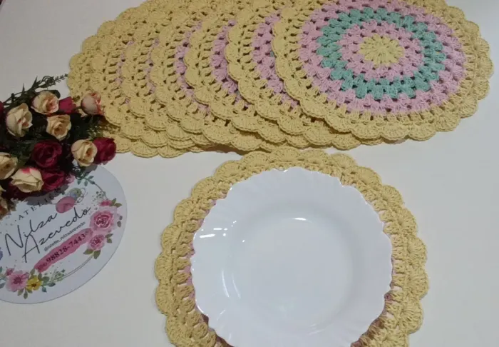 Jogo de Souplat em Crochê 8 Peças / MESA POSTA