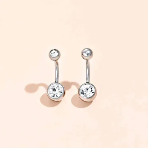 Kit com 2 Piercings em Aço Cirúrgico e Pedra de Zircônia