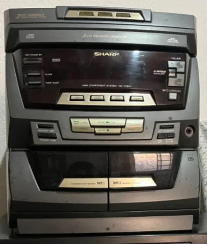 Mini System Sharp CD-Q33X + Caixas Originais Sharp 3D Surround - Vintage