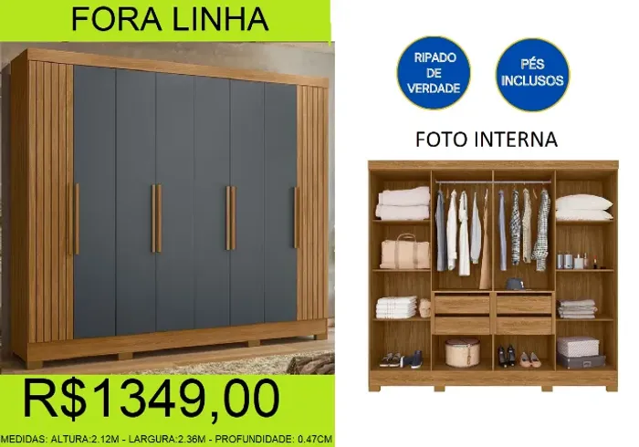 roupeiro - ripado - grafite -compre e retire hoje mesmo