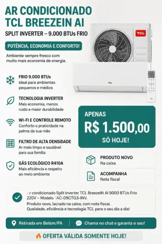 Ar condicionado TCL 9.000 IBTUS INVERTER