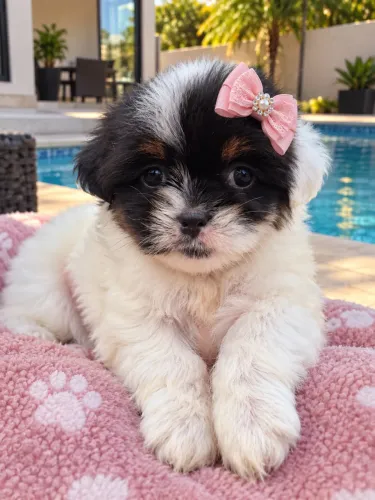 Lhasa Apso fêmea raça pura 50 dias vacinada linda 