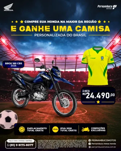 Honda NXR 160 Bros CBS + CAMISA PERSONALIZADA DA COPA!.