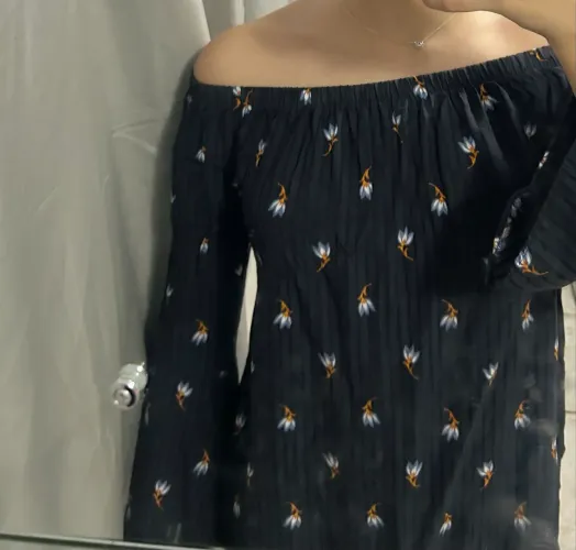 Blusa cigana azul manga longa