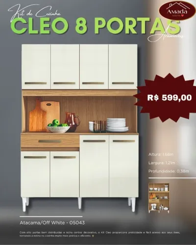 Kit de Cozinha Cleo 8 portas, a pronta entrega.