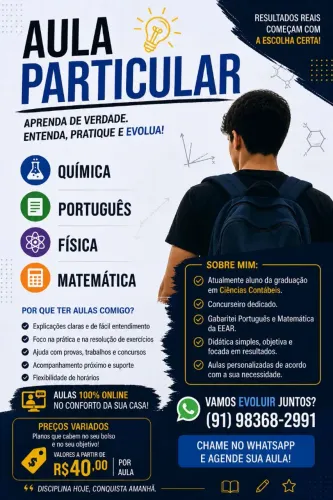 Aulas de reforço e preparatório para prova