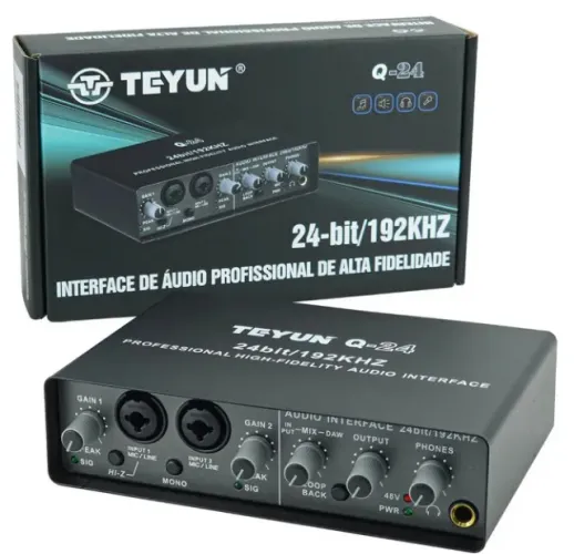 Interface De Áudio Teyun Q-24 Profissional 24 Bits 2 Canais