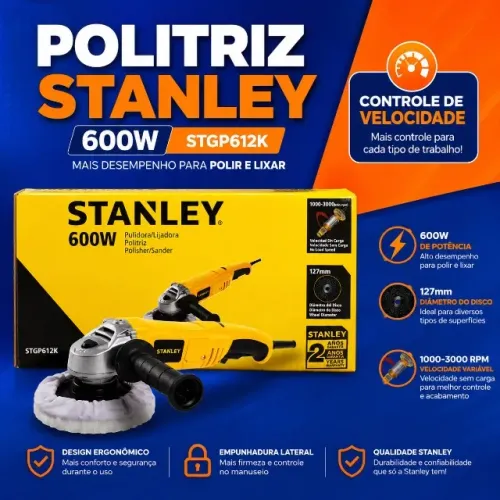 Politriz Stanley 5" 600W - STGP612K-BR