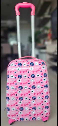 Malinha mala Mochila Infantil Rosa Sestini - Viagem Roda 360º  Gatinha