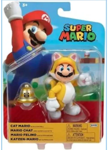 Super Mario Cat Mario 4 Inch Action Figure with Super Bell marca jakks