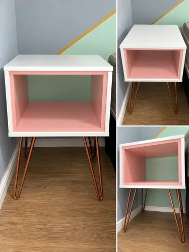 Mesa Lateral Branca e Rosa