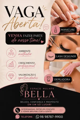 Vaga para manicure depiladora lash designer
