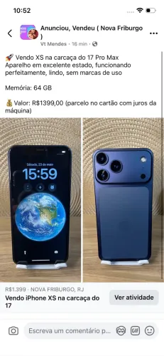 Vendo outro IPhone XS na carcaça do 17