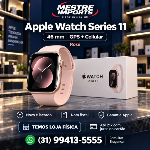 Apple Watch Series 11 46mm GPS Cellular Rosé Novo Nota Fiscal