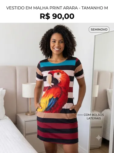 vestido em malha print arara m