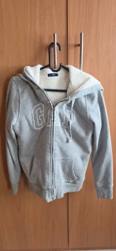 Gap casaco moletom com capuz e zíper cinza feminino tam. P.