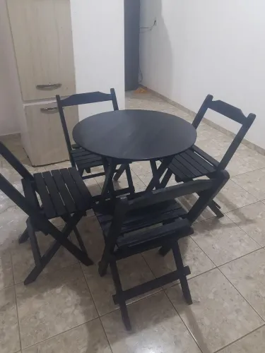 Conjunto de mesa redonda preta