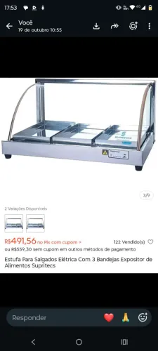 Estufa de salgados Nova na caixa nunca usada .