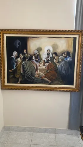 Obra de Arte Santa Ceia 70x100cm - Pintura Clássica a Óleo (Oportunidade)