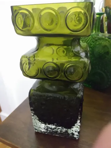 Vaso vidro verde azeitona vintage 