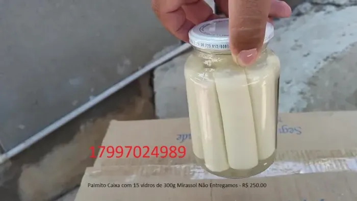 Palmito AÇAI 1 vidro de 300g Mirassol Não Entregamos