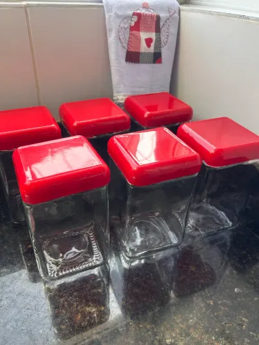 6 potes de vidro quadrados Invicta 1,3 l