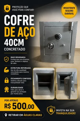 COFRE DE AÇO 40CM CONCRETADO