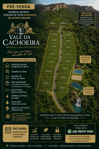 ? PRÉ-VENDA | Vale da Cachoeira | Lotes de 1.500 m² em Alfredo Wagner | Cachoeira
