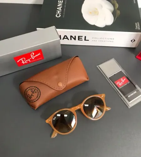 óculos de sol ray ban round style caramelo