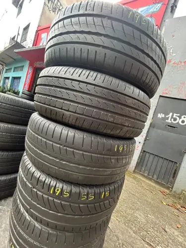 Pneus 195/55/15 Pirelli seminovos por 850$ os 4 instalados<br>