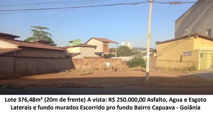 Leia a descrição: Lote 376,48m² (Asfalto, Agua e Esgoto) Bairro Capuava