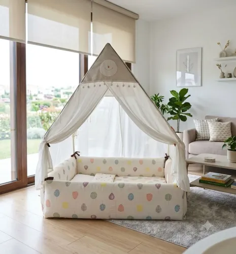 Cama Montessori Espumada com Colchão Conjunto completo de berço com proteção para bebê